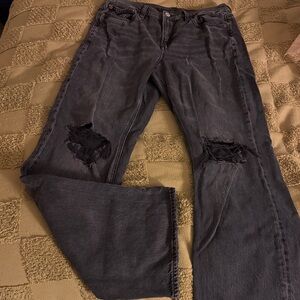 American Eagle Outfitters Charcoal Distressed Flare Jeans